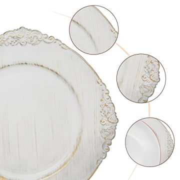 DaCakeWS Antique White Charger Plates Set of 12