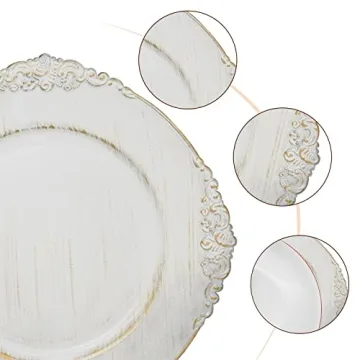 DaCakeWS Antique White Charger Plates Set of 12