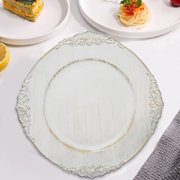 DaCakeWS Antique White Charger Plates Set of 12