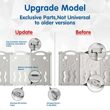 Albott Baby Playpen, Upgraded 14 Panels Foldable Baby Fence with Game Panel and Safety Gate, Adjustable Shape, Portable Baby Play Yards for Children Toddlers Indoors or Outdoors (White+Grey,14 Panel)