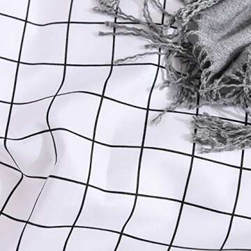 OLDBIAO Plaid Duvet Cover White Queen Duvet Cover 3 Pieces Brushed Microfiber Grid Quilt Cover Set,1x Duvet Cover 2X Pillowcases,Comforter Cover with Zipper Closure (Queen)