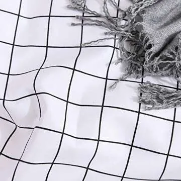 OLDBIAO Plaid Duvet Cover White Queen Duvet Cover 3 Pieces Brushed Microfiber Grid Quilt Cover Set,1x Duvet Cover 2X Pillowcases,Comforter Cover with Zipper Closure (Queen)
