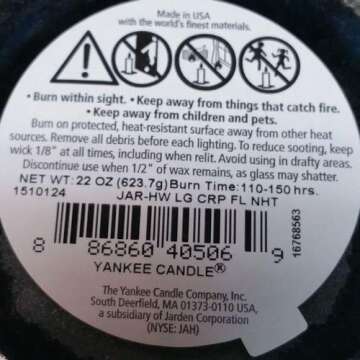 Yankee Candle Crisp Fall Night Scented, Classic 22oz Large Jar Single Wick Aromatherapy Candle, Over 110 Hours of Burn Time, Apothecary Jar Fall Candle, Autumn Candle Scented for Home