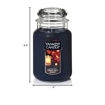 Yankee Candle Crisp Fall Night Scented, Classic 22oz Large Jar Single Wick Aromatherapy Candle, Over 110 Hours of Burn Time, Apothecary Jar Fall Candle, Autumn Candle Scented for Home