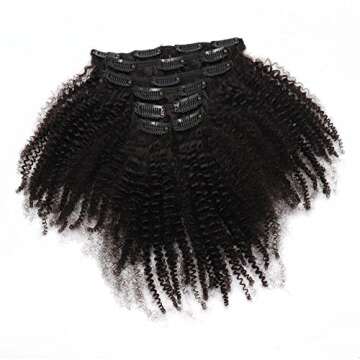 10inch Brazilian Virgin Hair Afro Kinky Curly Clip in Human Hair Extensions for African American Nat...