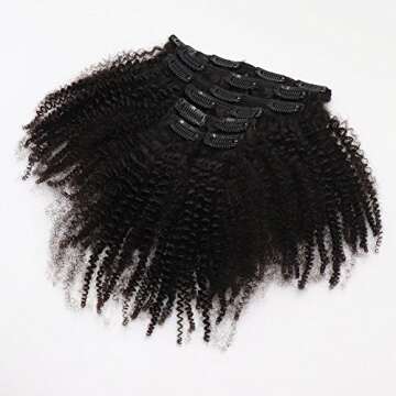 10inch Brazilian Virgin Hair Afro Kinky Curly Clip in Human Hair Extensions for African American Natural Color Kinky Curly Clip Ins 7pcs/lot 120g