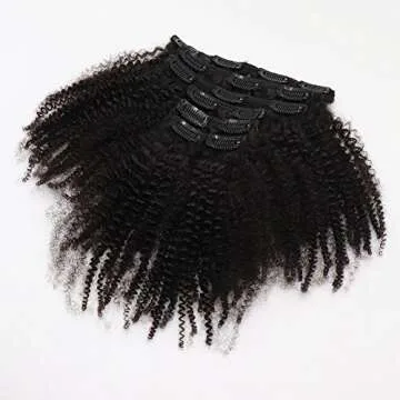 10inch Brazilian Virgin Hair Afro Kinky Curly Clip in Human Hair Extensions for African American Natural Color Kinky Curly Clip Ins 7pcs/lot 120g