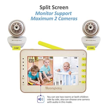 Moonybaby Baby Monitor Dual PTZ Cameras No WiFi Split Screen