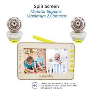 Moonybaby Baby Monitor Dual PTZ Cameras No WiFi Split Screen