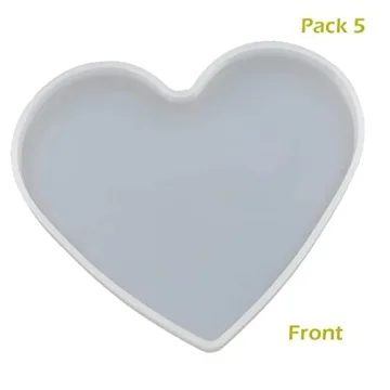 5Pcs Heart Epoxy Mold for DIY Resin Crafting Coasters