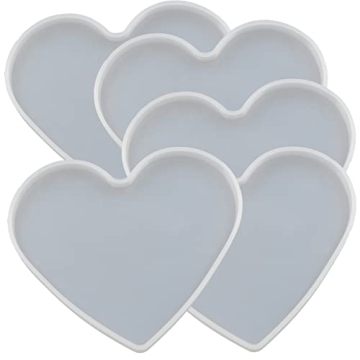 5Pcs Heart Epoxy Mold for DIY Resin Crafting Coasters