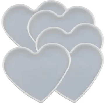 5Pcs Heart Epoxy Mold for DIY Resin Crafting Coasters