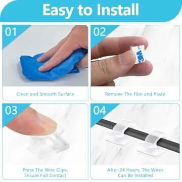 Abnii 100PCS Cable Clips, Adhesive Wire Clips Organizer Cord Clips Management, Cable Staples Outdoor Strong for Wall, Desk, Christmas Lights, String Lights, TV PC Ethernet Cable, Clear Small