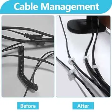 Abnii 100PCS Cable Clips, Adhesive Wire Clips Organizer Cord Clips Management, Cable Staples Outdoor Strong for Wall, Desk, Christmas Lights, String Lights, TV PC Ethernet Cable, Clear Small