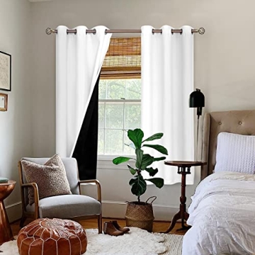 Blackout Curtains - Thermal Insulated, 2 Panels, Pure White