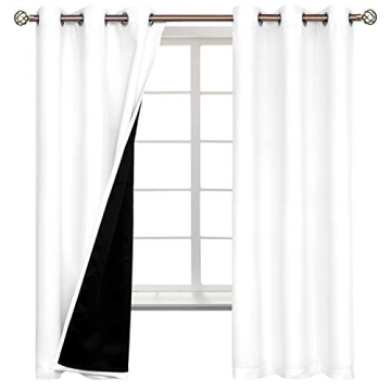 Blackout Curtains - Thermal Insulated, 2 Panels, Pure White