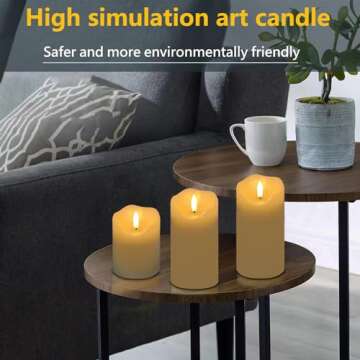 VIEWELLD Flickering Flameless Candles with Remote and Timer, Realistic LED Candles, Battery Operated Candles for Christmas Home Wedding Birthday Decoration, Real Wax Set of 3(Ivory White)