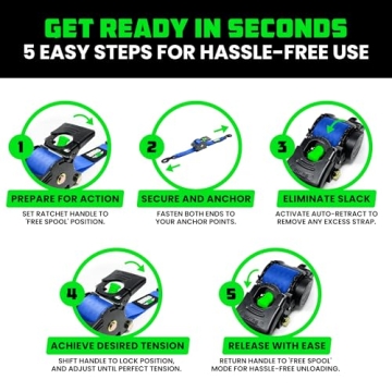 Heavy Duty Retractable Ratchet Straps 4-Pack