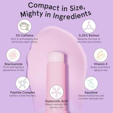 grace & stella Under Eye Brightener Balm Stick - Retinol & Caffeine Eye Cream with for Dark Circles, Puffiness, Wrinkles - Instantly Hydrate and Brighten Undereye Area - Vegan Skincare (0.13oz / 3.5g)