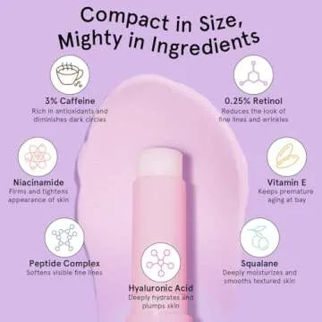 grace & stella Under Eye Brightener Balm Stick - Retinol & Caffeine Eye Cream with for Dark Circles, Puffiness, Wrinkles - Instantly Hydrate and Brighten Undereye Area - Vegan Skincare (0.13oz / 3.5g)