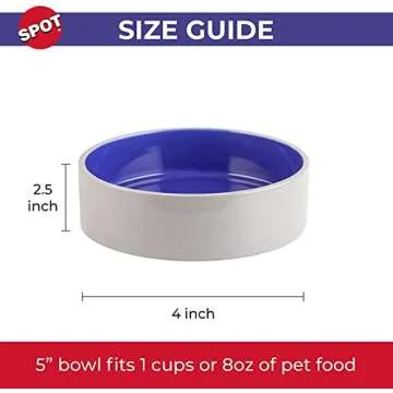 SPOT Standard Crock Dish for Small Animals - Food/Water Bowl for Small Pets, Round Ceramic Bowl with High Walls, Ideal for Birds, Small Cats, Dishwasher Safe - 4 inch, 1 Cup (8oz)