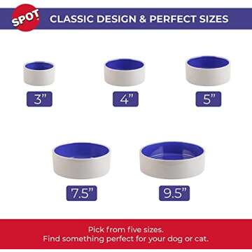 SPOT Standard Crock Dish for Small Animals - Food/Water Bowl for Small Pets, Round Ceramic Bowl with High Walls, Ideal for Birds, Small Cats, Dishwasher Safe - 4 inch, 1 Cup (8oz)