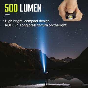 500Lumens LED Small Flashlight - Compact Keychain Light for Outdoor Adventure