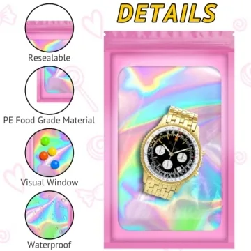 TIFICAL 100 PCS Holographic Smell Proof Bags for Storage