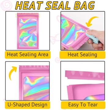 TIFICAL 100 PCS Holographic Smell Proof Bags for Storage