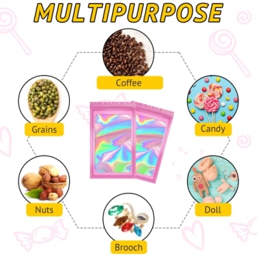 TIFICAL 100 PCS Holographic Smell Proof Bags for Storage