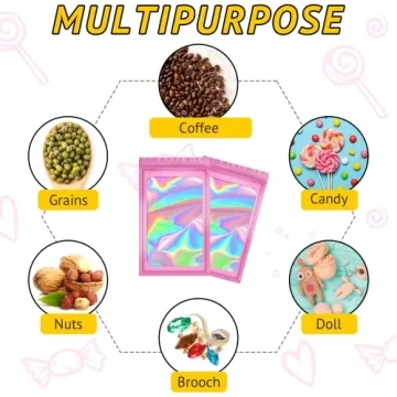 TIFICAL 100 PCS Holographic Smell Proof Bags for Storage