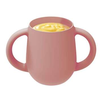BRENSTEN Silicone Training Cup for Infants and Toddlers - Heat Resistant, Two Handled Open Cup Safe ...