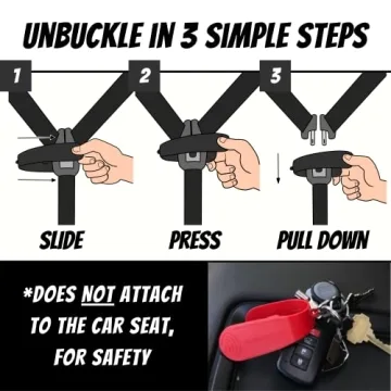 UnbuckleMe Car Seat Buckle Release Tool - Easy Opener Aid for Arthritis, Long Nails, Older Kids - Button pusher for infant, toddler, convertible 5 pt harness car seats - As Seen on Shark Tank (Black)