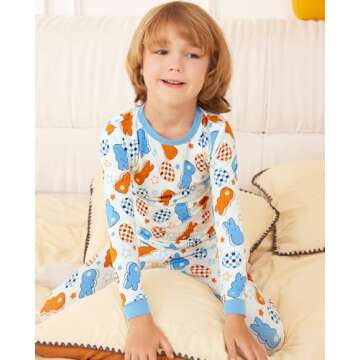 babee Reshinee Bamboo Viscose Toddler Easter Pajamas Boys Girls Kids Baby 2pcs 6-7Y Long-Sleeve Pyja...