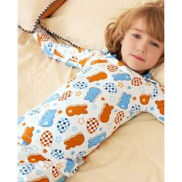 babee Reshinee Bamboo Viscose Toddler Easter Pajamas Boys Girls Kids Baby 2pcs 6-7Y Long-Sleeve Pyjamas Set Egg Pjs