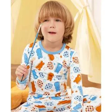 babee Reshinee Bamboo Viscose Toddler Easter Pajamas Boys Girls Kids Baby 2pcs 6-7Y Long-Sleeve Pyjamas Set Egg Pjs