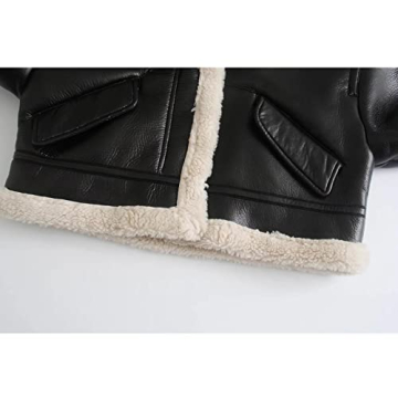 Flygo Women's Stylish Faux Leather Moto Jacket for Winter