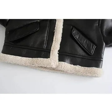 Flygo Women's Stylish Faux Leather Moto Jacket for Winter