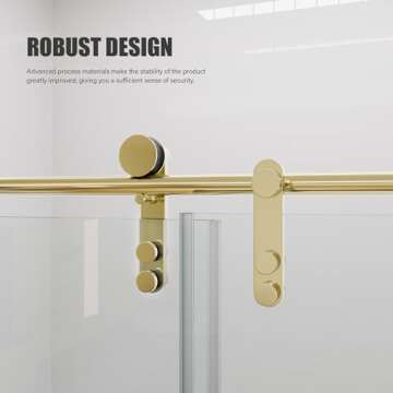 Shower Door 56-60" W × 76" H Glass Shower Door with 5/16"(8mm) Clear Tempered Glass,Frameless Shower Door with Handle and Seal Strip for Waterproof,Sliding Shower Door in Stylish and Modern,Gold