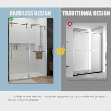 Shower Door 56-60" W × 76" H Glass Shower Door with 5/16"(8mm) Clear Tempered Glass,Frameless Shower Door with Handle and Seal Strip for Waterproof,Sliding Shower Door in Stylish and Modern,Gold