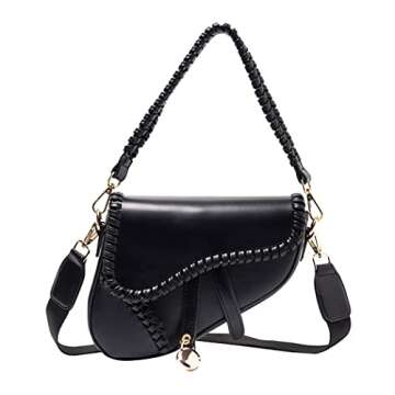 ANLJED Women Trendy Saddle Shoulder Bag Clutch Purse Underarm Handbag Satchel HandBag Crossbody Bag