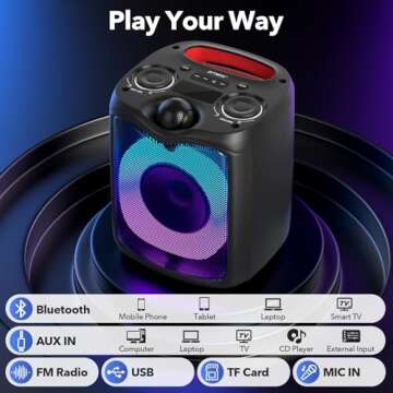 ZFTMRR Portable Bluetooth Karaoke Machine with 2 Microphones