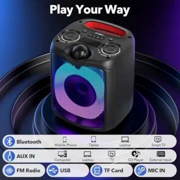 ZFTMRR Portable Bluetooth Karaoke Machine with 2 Microphones