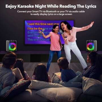 ZFTMRR Portable Bluetooth Karaoke Machine with 2 Microphones