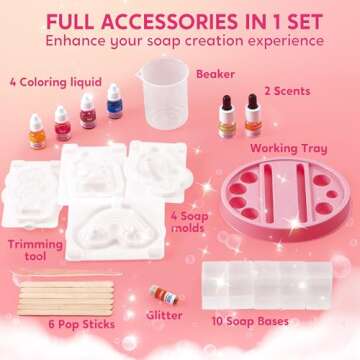 Klever Kits Soap Making Kit- Make Your Own Soap- DIY Unicorn Soap with 4 Molds, Spa Science Kit for Kids, Stem Activity Gifts for Toddler Kid Aged 6+, Girl Birthday Present