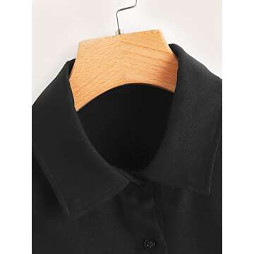 Stylish Verdusa Women's Black Button Down Collared Top
