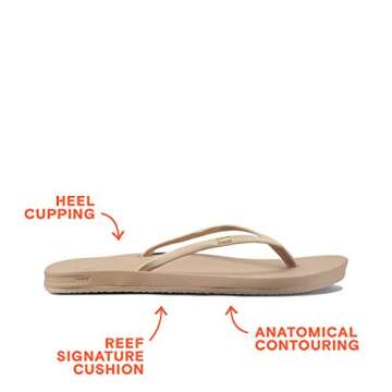 Reef Women's Cushion Slim Sandals, Seashell, 8