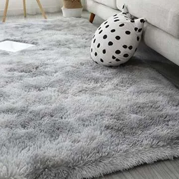 TEWWET Fluffy Rugs for Bedroom 5x7, Soft Shaggy Bedroom Rug, Fuzzy Plush Area Rugs for Dorm Living Room Kids Room, Non-Slip Indoor Floor Accent Area Carpet（Grey）