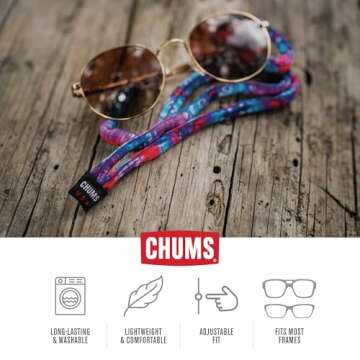 Chums Original Cotton Retainer - Unisex Eyewear Keeper for Sunglasses & Glasses - Adjustable Fit, Washable & Made in USA (Standard-End, Black) , One Size