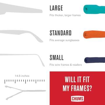 Chums Original Cotton Retainer - Unisex Eyewear Keeper for Sunglasses & Glasses - Adjustable Fit, Washable & Made in USA (Standard-End, Black) , One Size